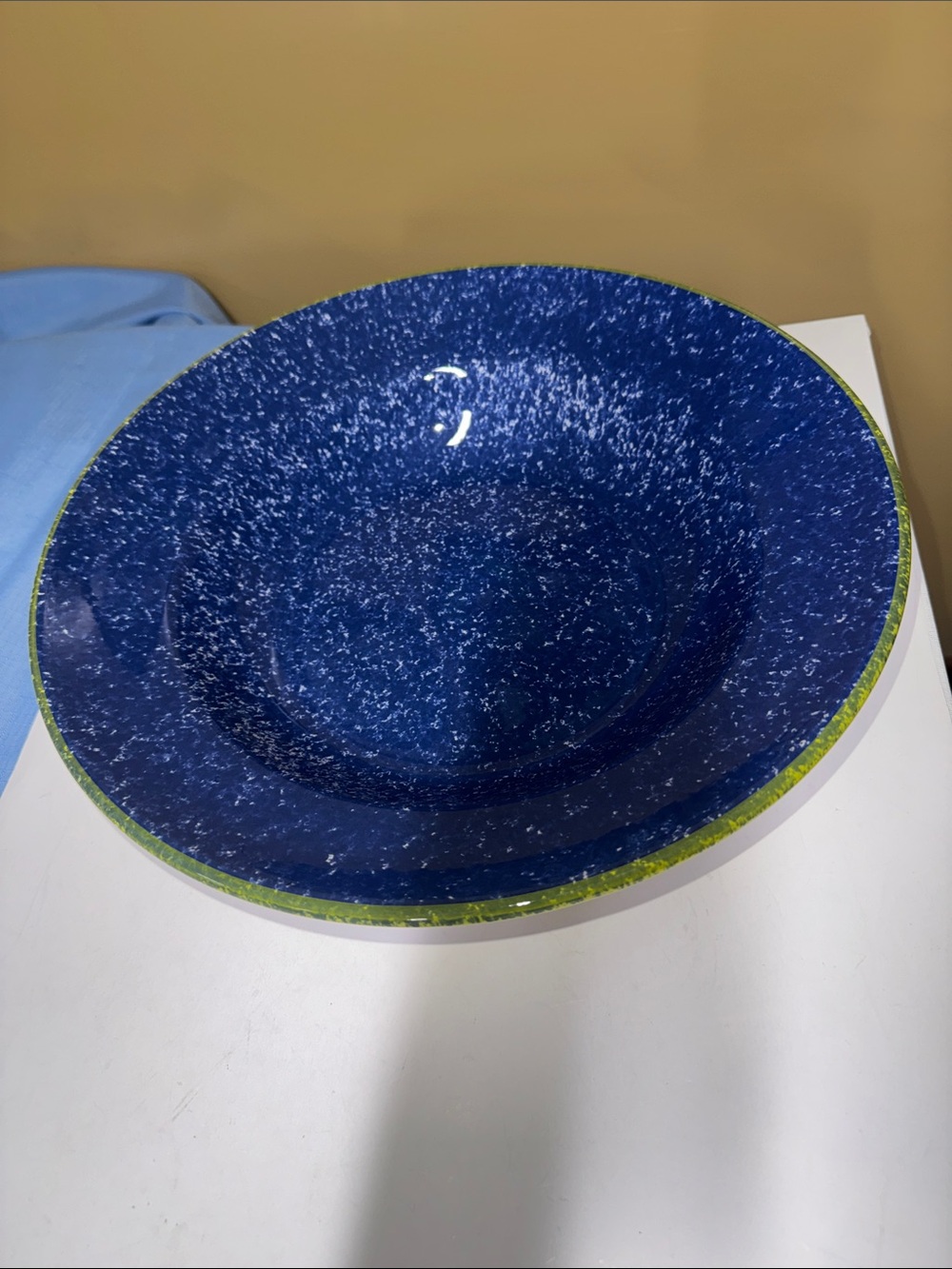 Over & Back 14” Hand-Painted Spongeware Pasta Or SaladServing Bowl Made in Italy